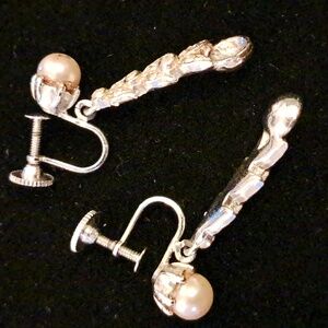 1950's Faux Pearl & RhinestoneEarrings